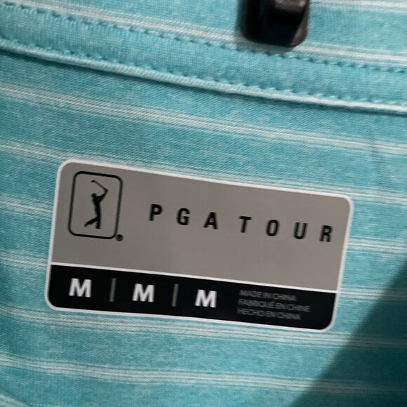 Pga Tour Golf Polo Shirt Men's Size M Color Blue Curacao Htr - Picture 6 of 9